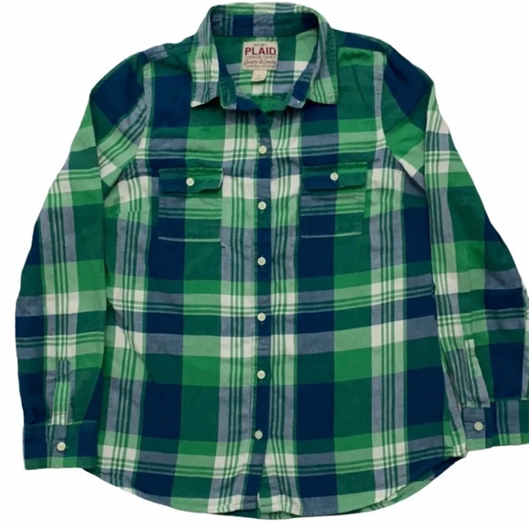 Old Navy women’s flannel plaid button down shirt - Picture 1 of 9